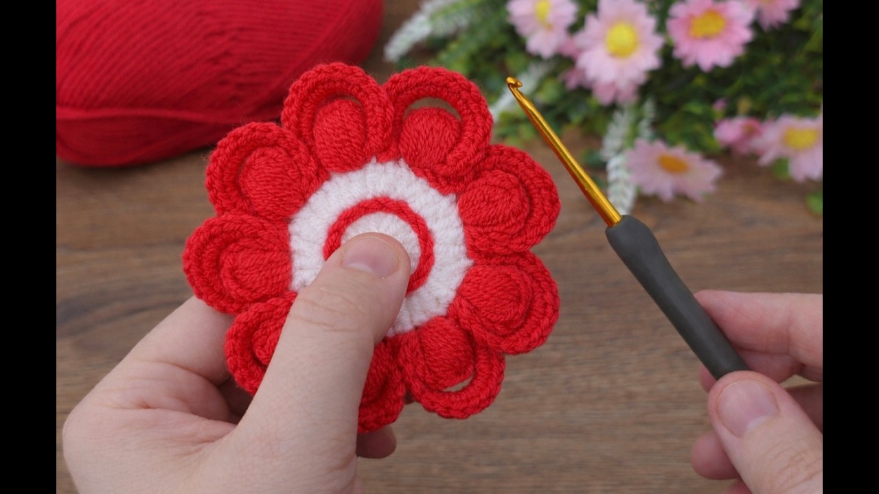 Easy 3D Crochet Flower Motif Tutorial | Step by Step for Beginners