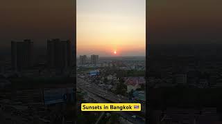 Sunset time-lapse in Bangkok. Red sun. Stunning views in Thailand.