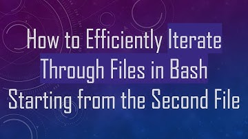 How to Efficiently Iterate Through Files in Bash Starting from the Second File