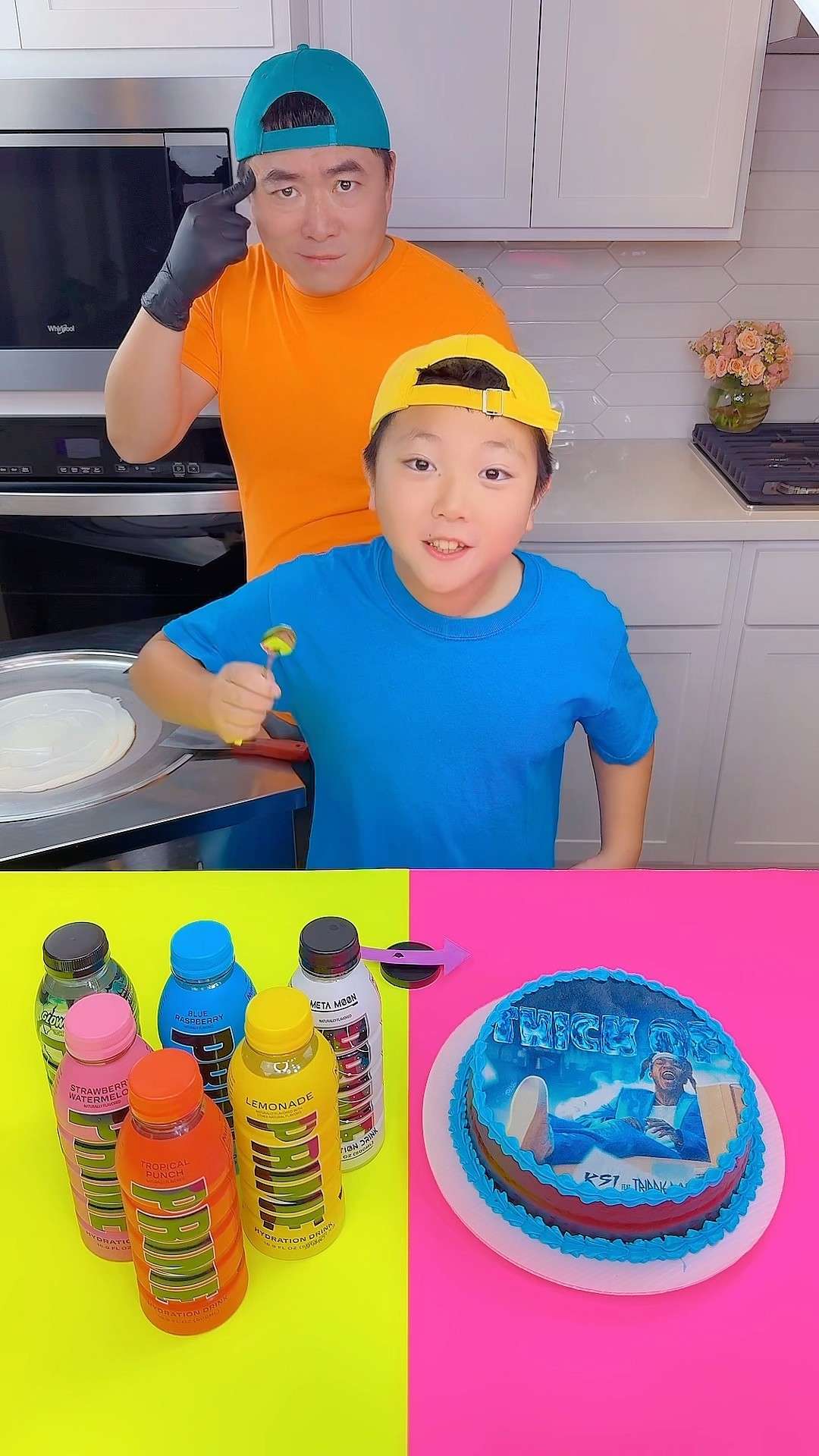 ksi cake vs Prime drinks ice cream challenge!? #funny by Ethan Funny Family