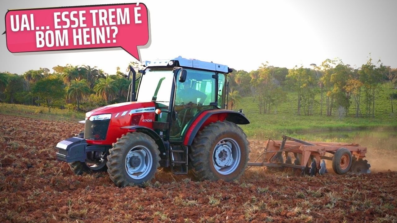 MF 4708  PRIMEIRAS IMPRESSÕES NO GRADÃO AMACIANDO O MOTOR