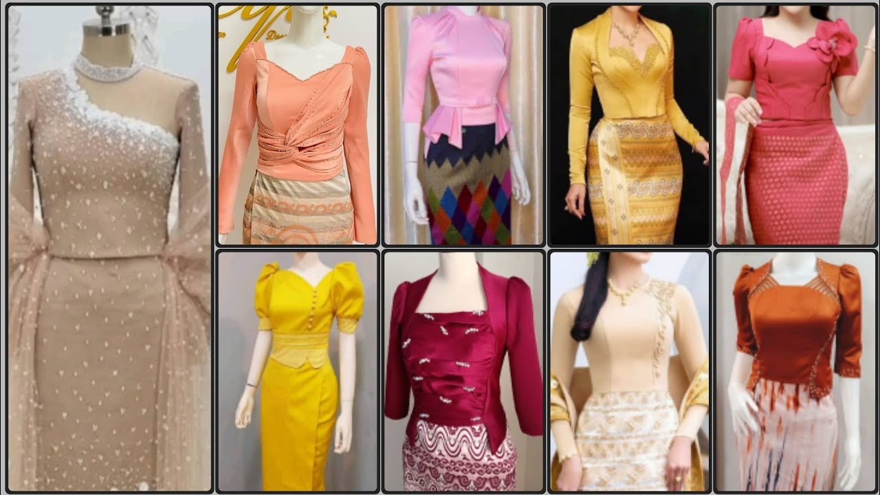 Casual Myanmar dress design | hrang hrang thar ber ber te mizo Myanmar dress