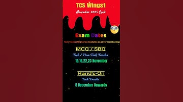 TCS Wings1 November cycle Assessment Dates #tcs #wings1 #exam #date