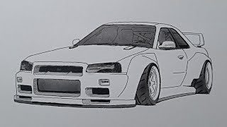 How to draw a Nissan Skyline R34