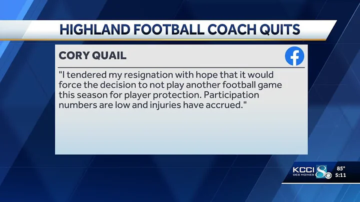 Iowa high school football coach quits in hopes of forcing school to cancel season