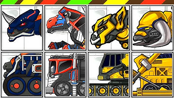Dino Robot Corps - Construction vehicles: Excavator - Bulldozer - Demolish Crane - Dump Truck