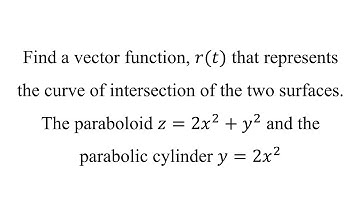 Find a vector function, 𝑟(𝑡) that represents the curve of intersection of the two surfaces.