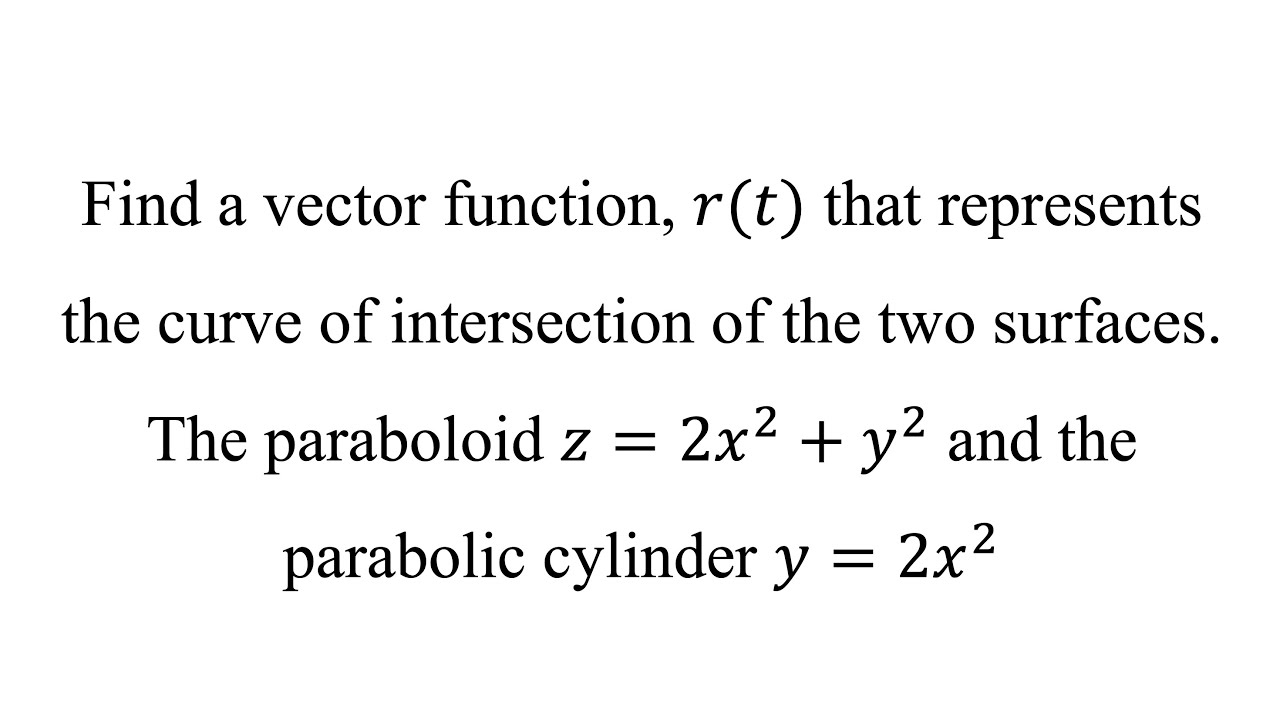 Find a vector function, 𝑟(𝑡) that represents the curve of intersection ...
