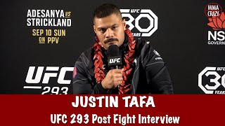 Justin Tafa speaks on eye poke & TKO win over Austen Lane at UFC 293