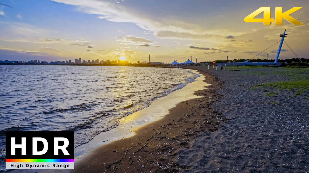 【4K HDR】Sunset Beach Walk at Northern Most Point of Tokyo Bay