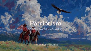 [2 hours] USA Patriotic American Flag and Cowboys Impressionist Screensaver | Horses and Bald Eagle