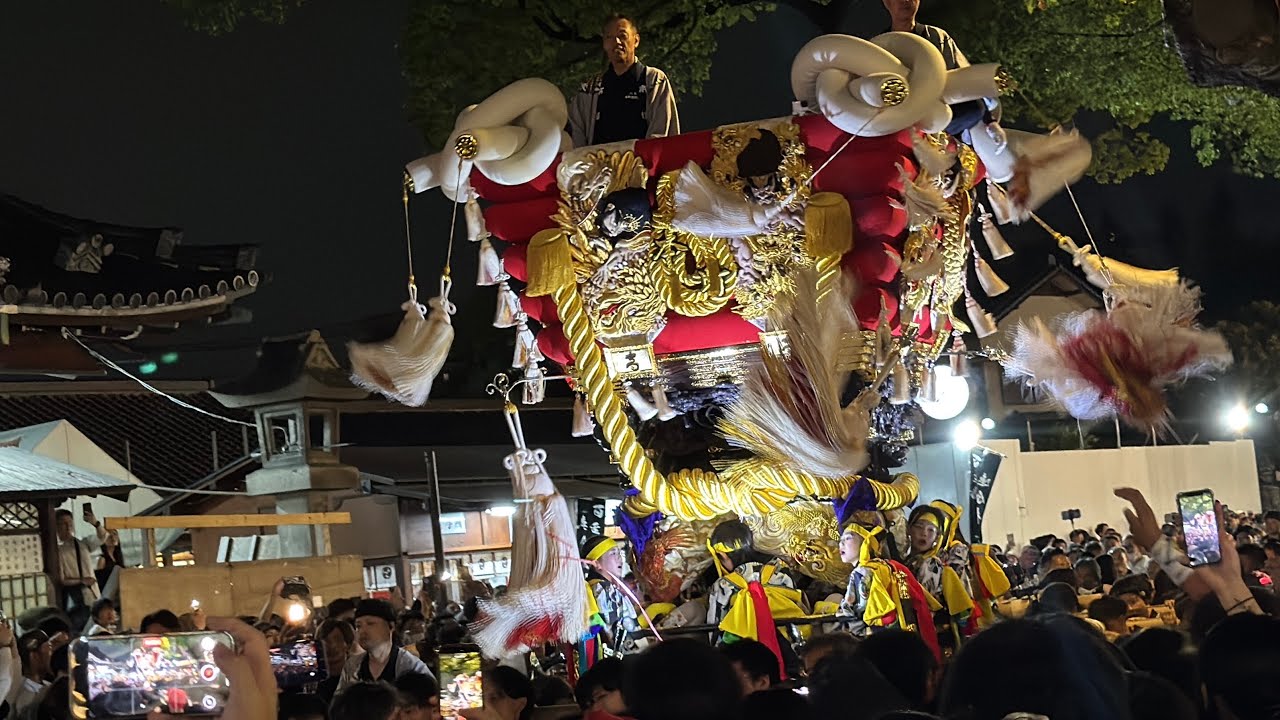 令和7年 2025年 百舌鳥八幡宮 月見祭 本町ふとん太鼓 宮入七番 - YouTube