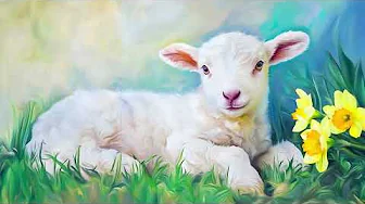 Lamb & Daffodils Painting🌼 Spring Easter TV Art, Christian Samsung Frame TV Screensaver Pastel Style
