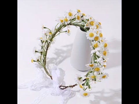 Вінок із квітів на голову, ободок ромашки, обруч, веночек, відео 1