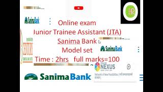 Useful Model set in online exam of Sanima bank for the post of  junior Trainee Assistant #Sanima