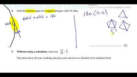 0580/22/F/M/20 (IGCSE) Paper 22 Q4 Angles in Polygons