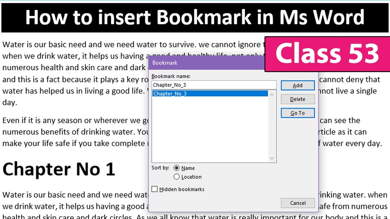 how-to-insert-bookmark-in-word-class-53-youtube