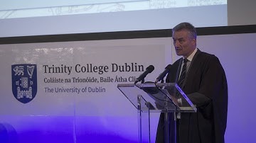 Provost Dr Patrick Prendergast speaks at a symposium to mark the 425th anniversary of the University