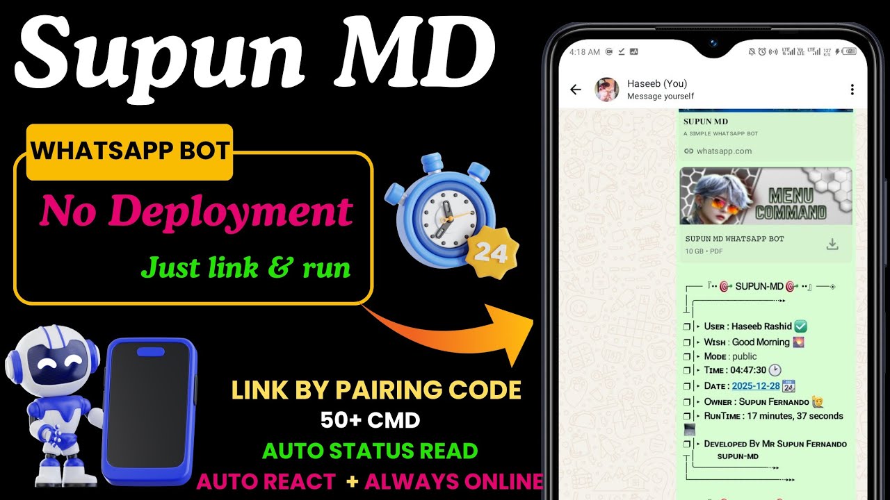 Supn MD WhatsApp Bot | Create Your Own WhatsApp AI Bot with Supn MD (No Coding) 