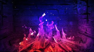 TOTAL RELAX - Blue &amp; Purple FIREPLACE (With Fire Crackling and Roaring sounds) 3 HOURS