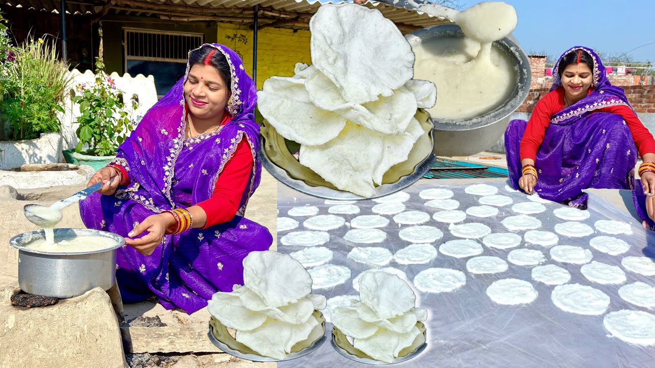 💁‍♀️अकेले ही मिनटों में बनाये सिर्फ2🍚कटोरी सूजी से रुई जैसे ढेरों मुलायम पापड़🥞वो भी मिनटों में