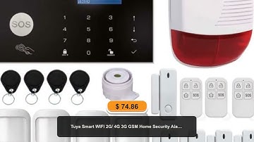 Tuya Smart WIFI 2G/ 4G 3G GSM Home Security Alarm System Burglar Kit Wireless Wired With Google A...