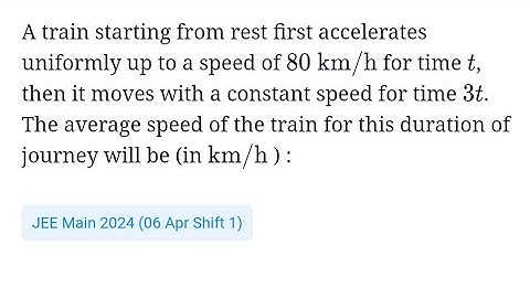 #jeemain2024 #kinematics  A train starting from rest first accelerates uniformly up to speed 80km/h