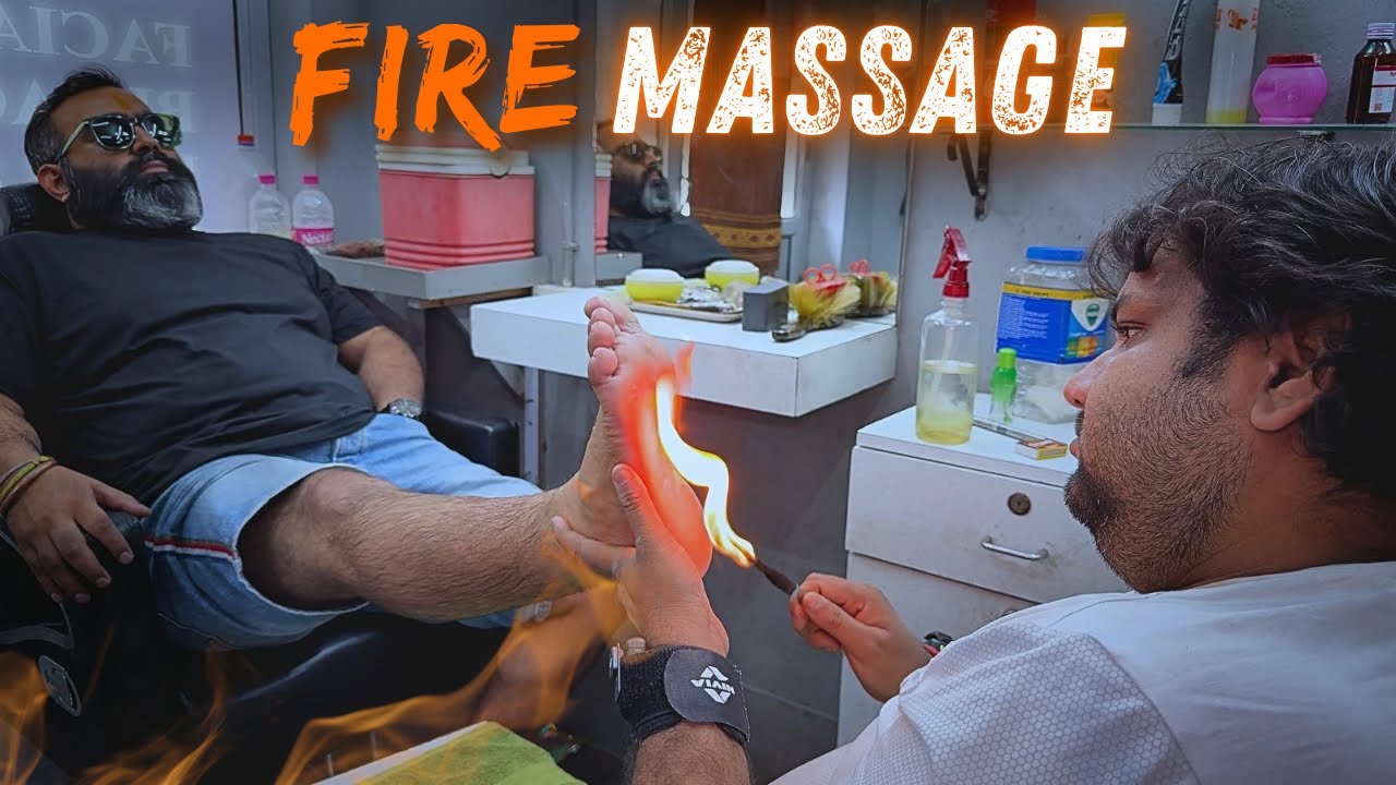 🔥 INSANE Indian Fire Massage – Must See! Real Indian Massage Therapy | ASMR Shamboo Barber