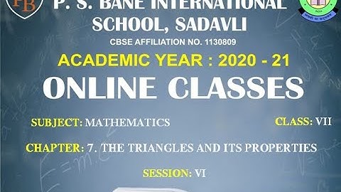 CLASS - 7TH , SUBJECT - MATHS , CHAPTER - 6 (THE TRIANGLES AND ITS PROPERTIES) , SESSION – 6