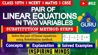 Class 10 Maths Chapter 3 Pair of linear equations in two variables I Substitution method  steps