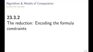 UIUC CS 374 FA 20: 23.3.2. The reduction: Encoding the formula constraints Profile