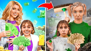 Rich family became poor child 24 hours challenge \ Different types of families Uncle Greg!