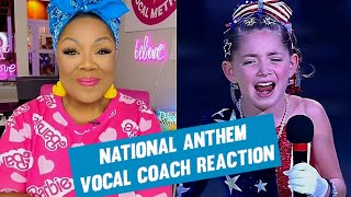 Vocal Coach REACTS to Little Girl Passionately SINGING National Anthem