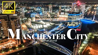 Manchester City, England in 4K ULTRA HD 60FPS Video by Drone