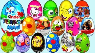 100 Surprise Eggs Kinder Peppa Pig Masha and the Bear Hello Kitty Mickey Mouse Trolls Spongebob Cars