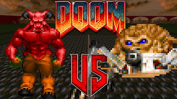 Baron of Hell vs Arachnotron - Classic Doom II : Versus Battle - Monster Infighting - Retro Arena