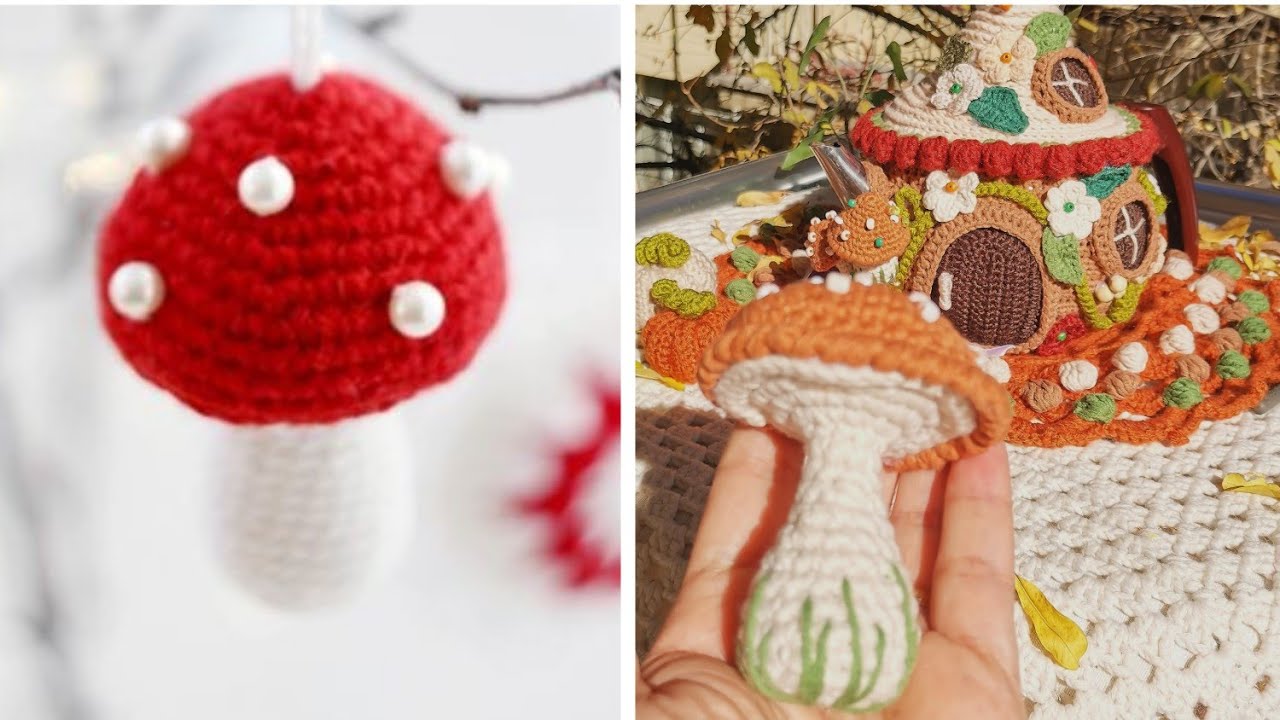 كروشيه فطر بسيط وسهل 🍄🍄🍄