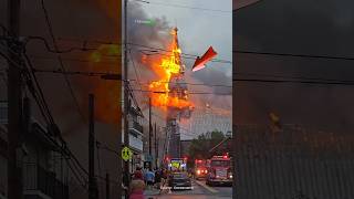 Church Steeple Collapses in Raging Fire!