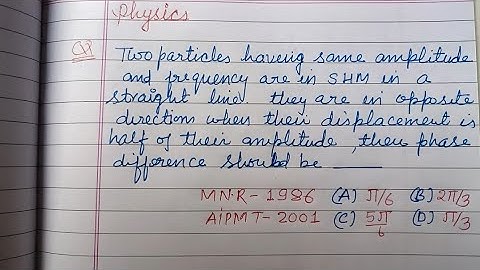 Two particles having same amplitude and frequency are in SHM in.. | neet physics 2025