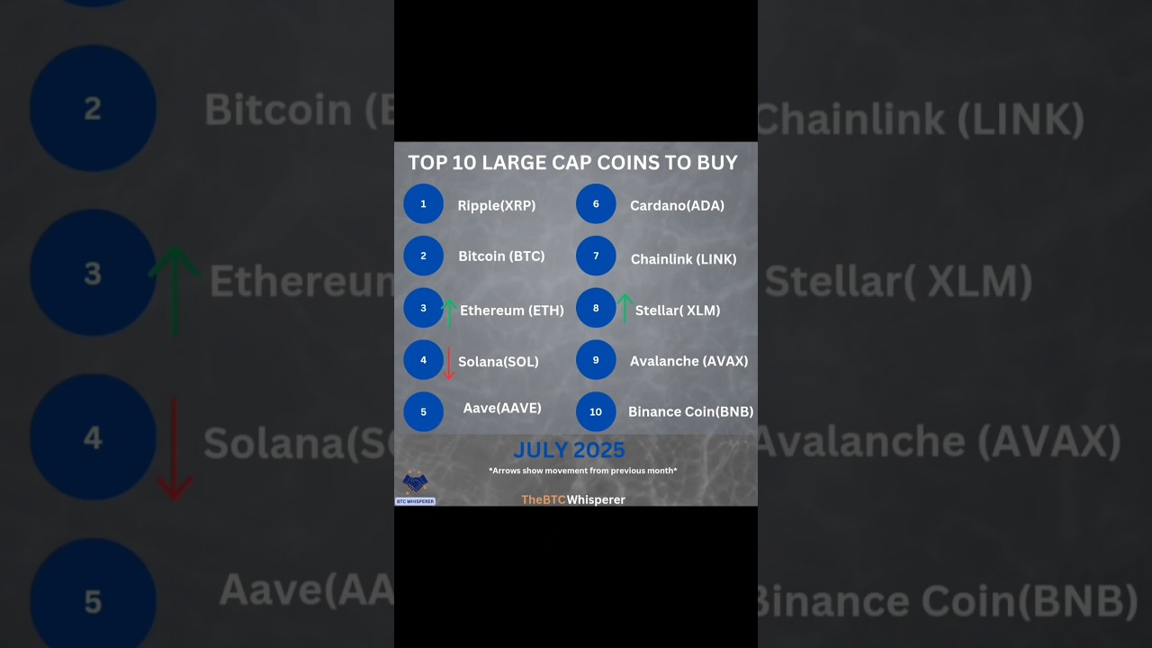Top 10 Large-Cap Crypto Coins for July 2025 