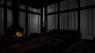 Cozy Cabin With Rainfall And Fireplace To Relax - Peaceful Sleep In The Cold Forest