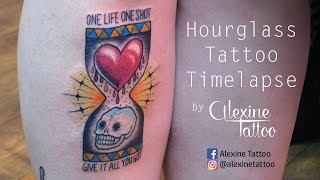 HOURGLASS Tattoo Time Lapse by Alexine Tattoo