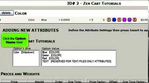 How to add product attributes in ZenCart Legend Eye