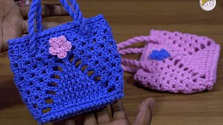 Knitting bag 👜 design for beginners #woolen crochet purse making #easy project #örgü model