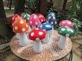 Como Hacer Honguitos de Cemento en Diferentes Colores - Multicolor Mushrooms