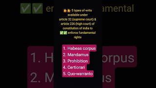 📍5 types of writs 📍 constitution of India #law student#legal bites✨⚡⚡