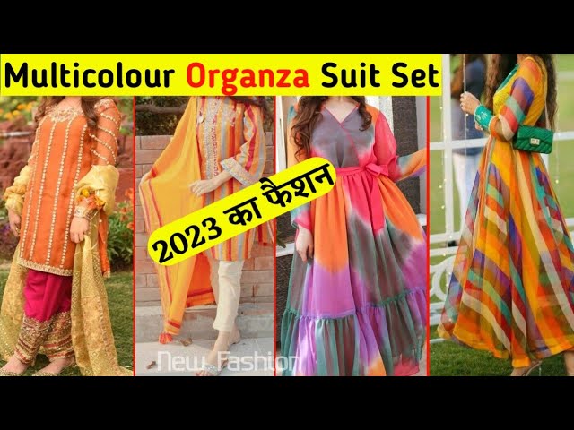 multicolor organza suit set