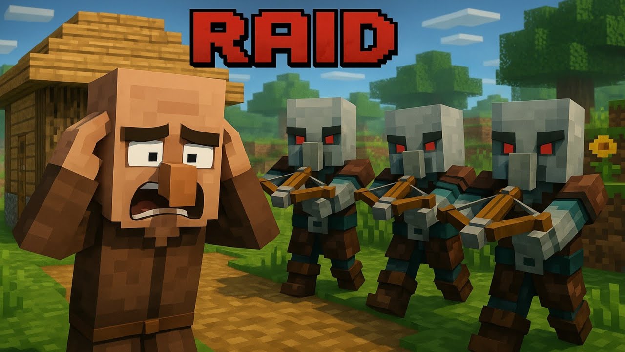 Villager Got Attacked Pillager Raid!! [ Minecraft ep -28 ] - YouTube