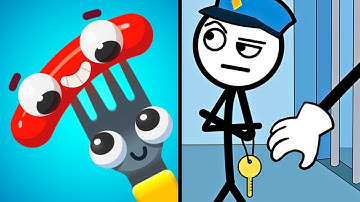 Play TikTok Gameplay Fork n Sausage vs Thief Puzzle Game — Level Up Funny Games