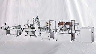 tablet counting filling bottling capping labeling line capsules filler equipments 直線式藥片灌裝線